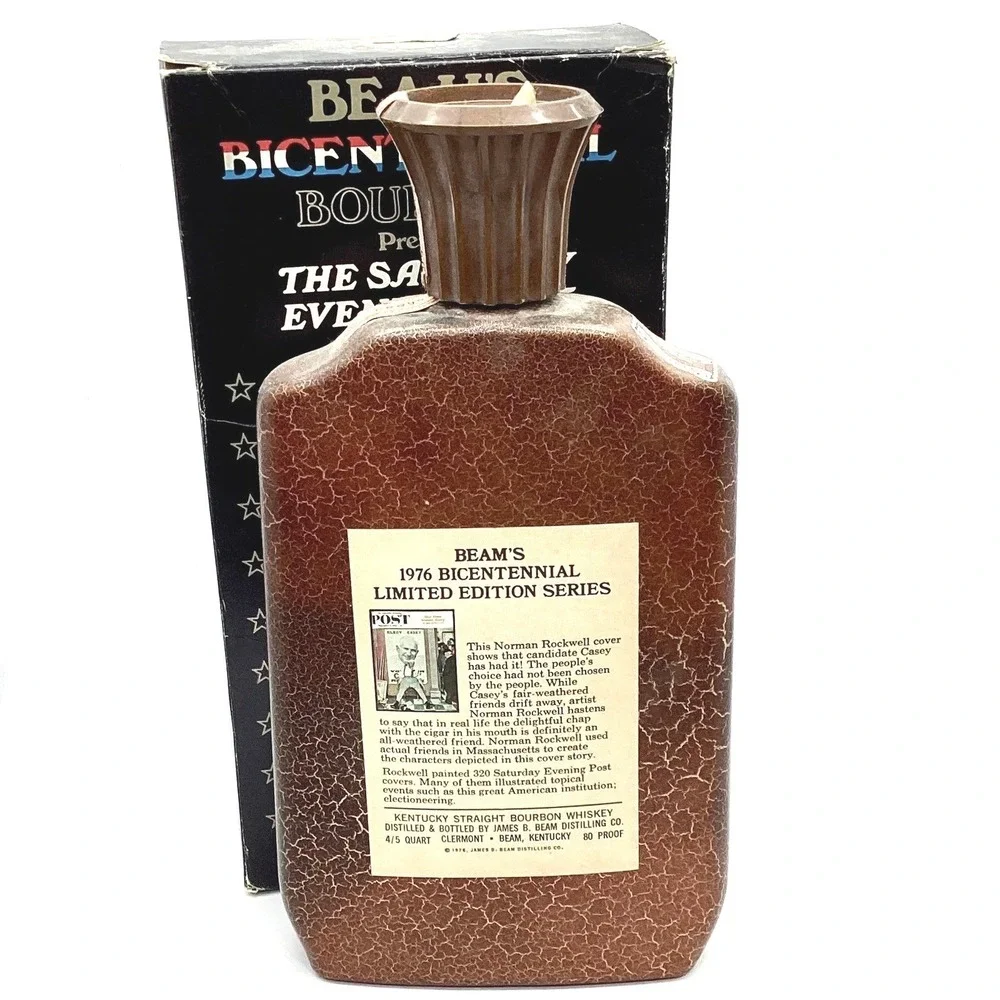 Jim Beam Bicentennial‎ Bourbon Decanter Norman Rockwell Elect Casey with Box